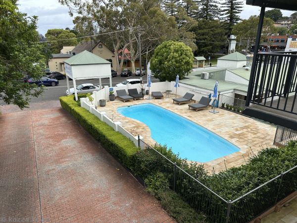 View of the pool from our balcony