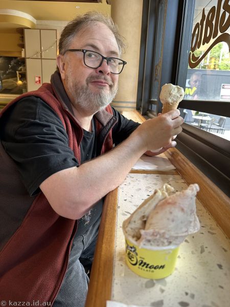 Stu with ice cream at Cow and the Moon in Wollongong