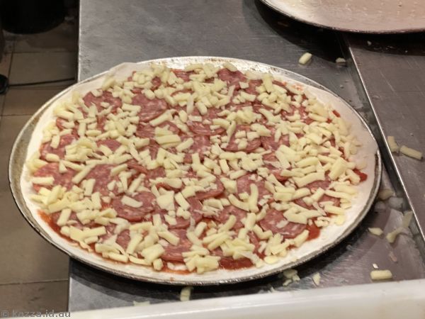 Our pizza being made at Centrepoint Pizza in Kiama