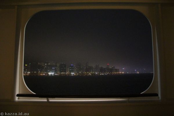 View of Hong Kong by night from our balcony