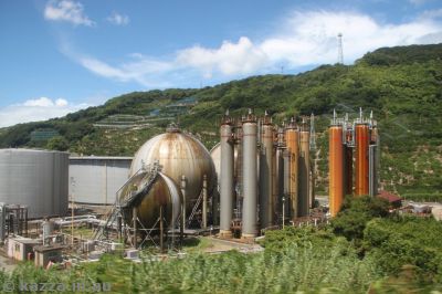 Refinery and gas storage at Hatsushima