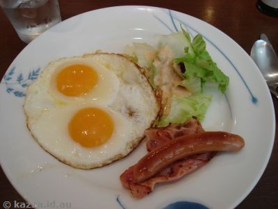 Bacon, sausage and eggs at Denny's!