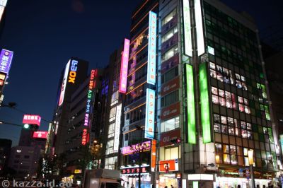 Akihabara buildings by night