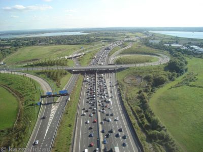 Traffic on the M25 west of the airport