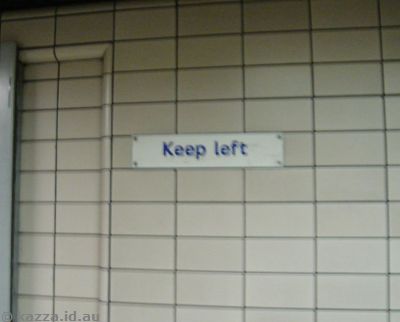 Same station, but keep left on the paths.  Make up your mind England!