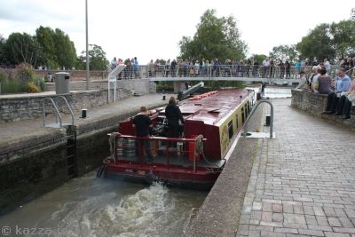 Canal boat in the lock