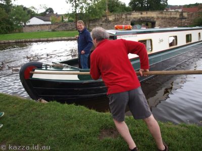Turning a canal boat