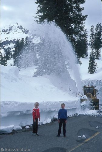 Snow on the road at Lassen Volcanic National Park