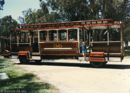 David on a cable car in a park in San Francisco