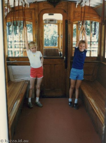 Karen and David in a cable car in a park in San Francisco