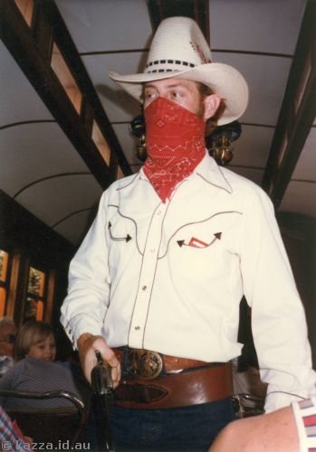 Robber on train at Knott's Berry Farm