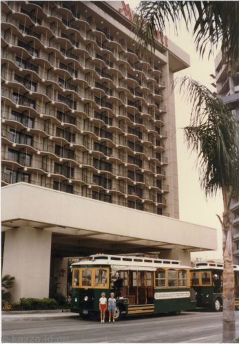 Outside the Marriott near the tram which took us to Disneyland