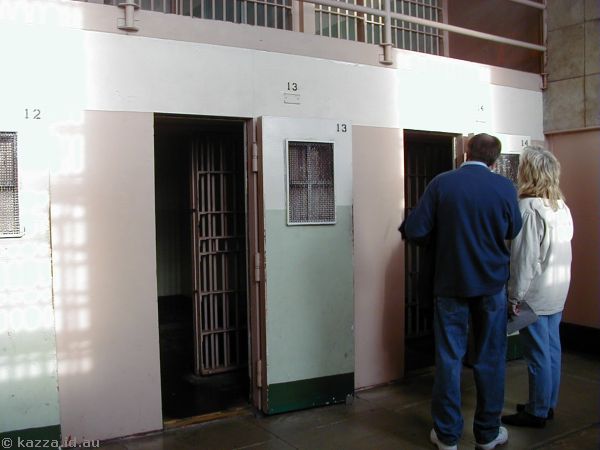 Solitary confinement cells in Alcatraz<br>Prisoners were often kept in the dark in these cells