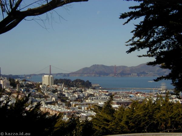 Golden Gate Bridge from Coit Tower lookout<br>They were doing all this construction work at Coit Tower, plus I didn't have enough cash on me to go up the tower, so just took a couple of pictures from the base
