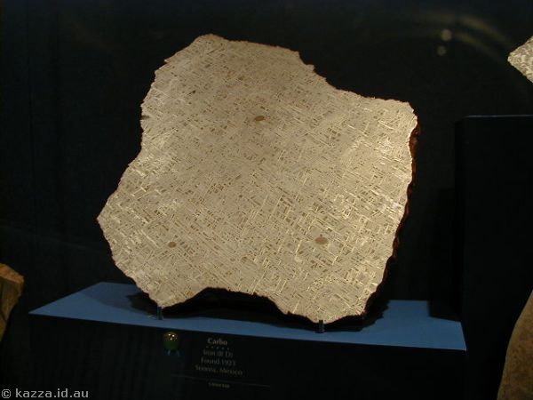Sliced meteorite showing crystalline structure