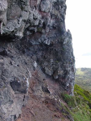 Ropes on the side of Mt Lidgbird