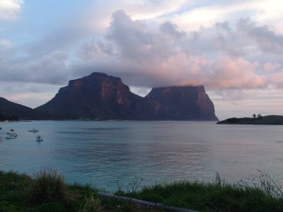 Mt Gower and Mt Lidgbird in the setting sun
