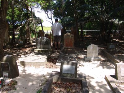 Stu looking at the old graves