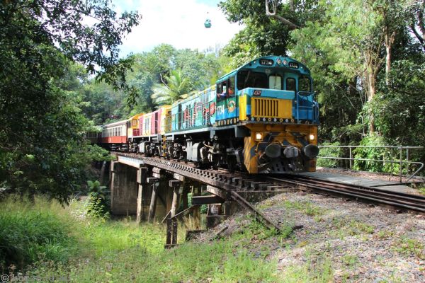 Kuranda Scenic Railway crossing a bridge near Kuranda