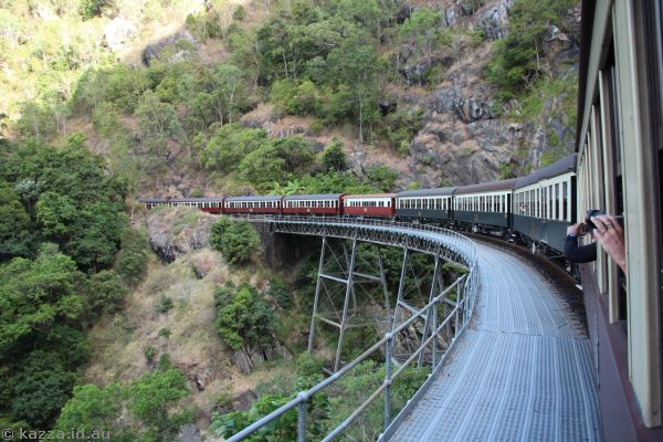 Kuranda Scenic Railway passing Stoney Creek Falls