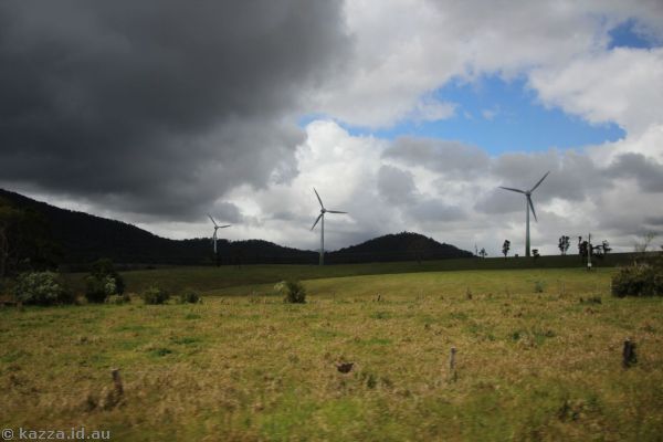 Skys and wind turbines at Windy Hill Wind Farm