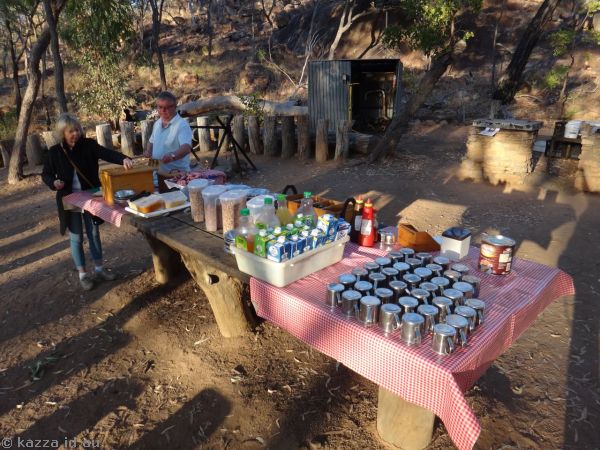 Bush breakfast setup at Undara