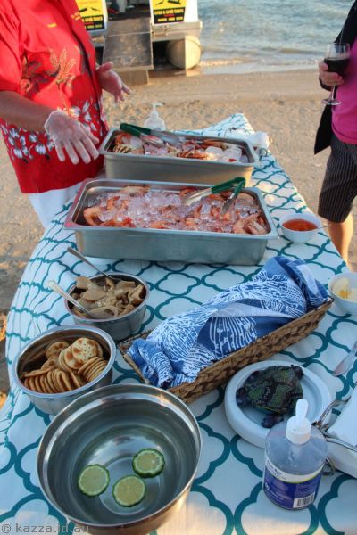 Crab and prawn setup on the beach