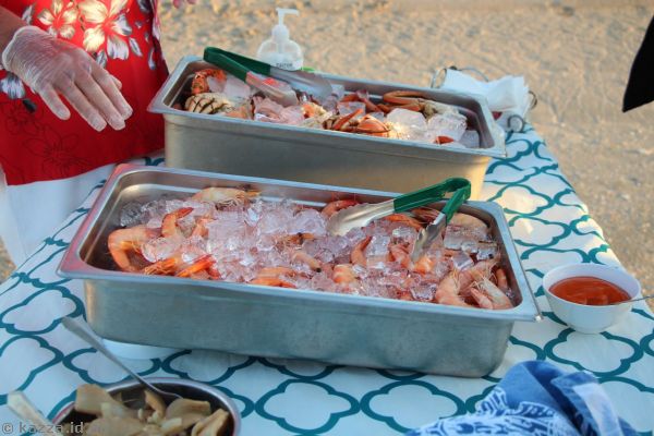 Crab and prawn setup on the beach