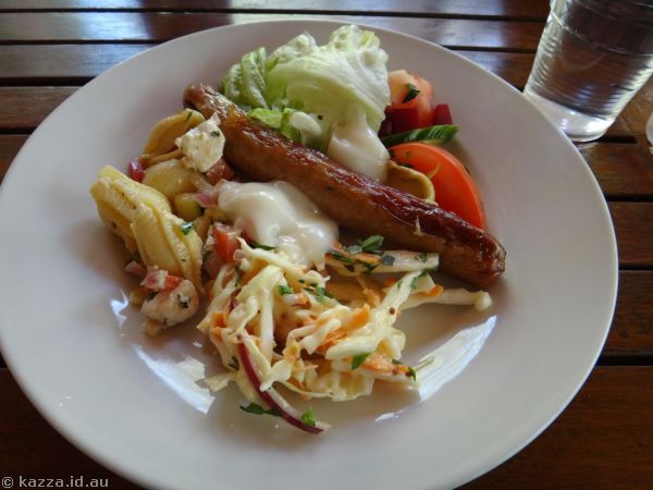 Sausages and salad I had for lunch