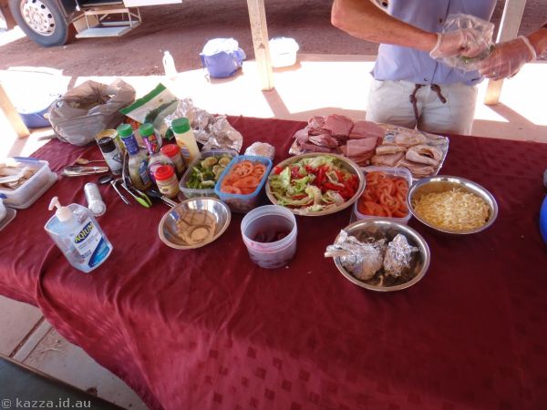 Picnic lunch at the WW2 Airfield rest area north of Mount Isa