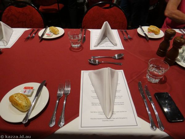 Dinner table setup at the Mount Isa Hotel
