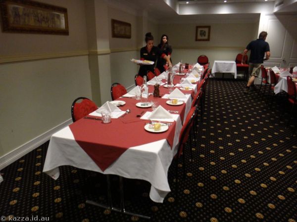 Dinner table setup at the Mount Isa Hotel