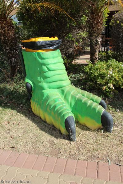 The wheelie bins in Winton were all in giant dinosaur feet