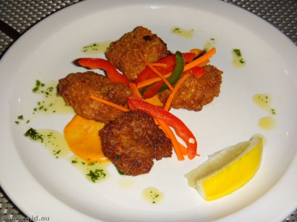 Panko crumbed prawns served with wasabi mayo