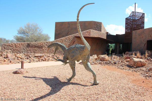 Dinosaur model outside the Australian Age of Dinosaurs museum