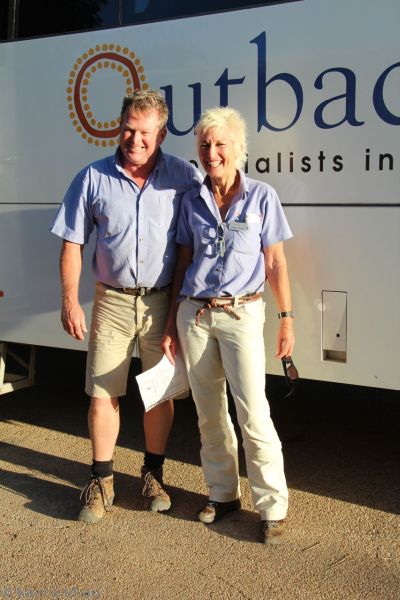 John and Penny outside the Albert Park Motor Inn in Longreach