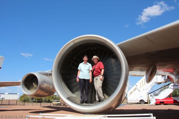 Mum and me in the engine of the 747