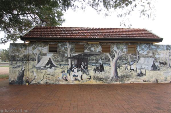 Mural on the toilets at Alpha