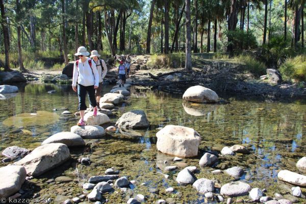 The group crossing Carnarvon Creek