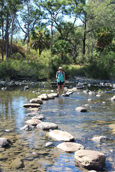 Mum crossing Carnarvon Creek