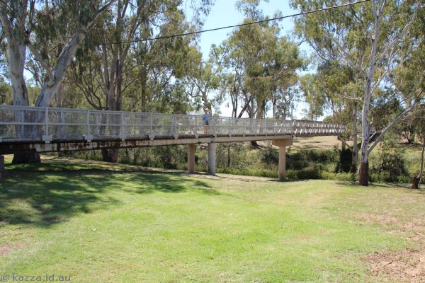 Mum on the bridge on the Adungadoo Pathway