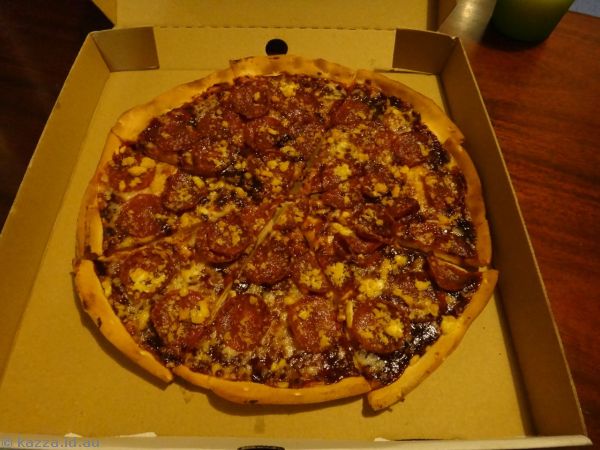 One of the pizzas we got for dinner
