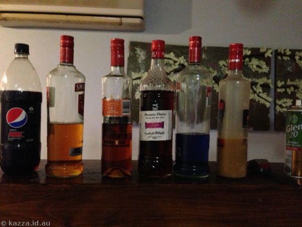 Some of the flavoured spirits David made