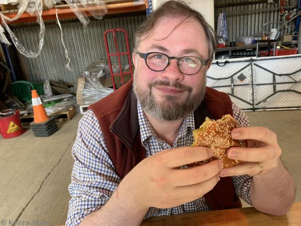 Stu enjoying a burger at TRBC