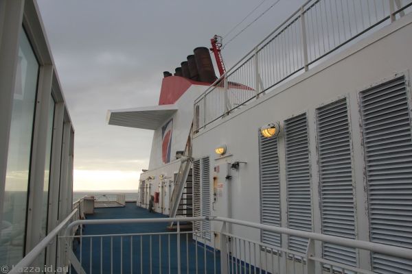 Outdoor deck and funnels on Spirit of Tasmania I