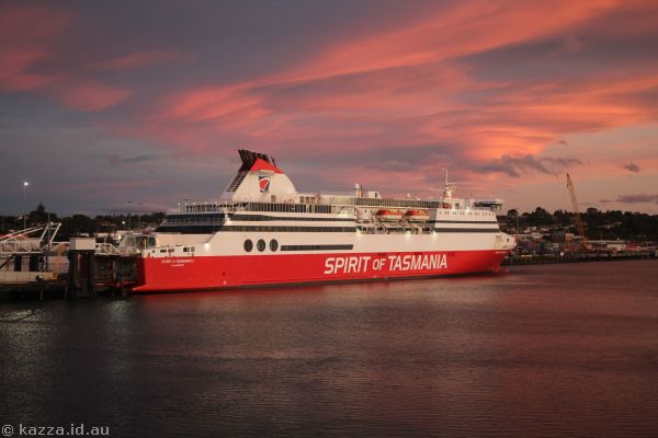 Spirit of Tasmania I and pretty clouds at sunset