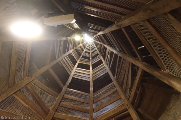 View up the stair well of the shot tower
