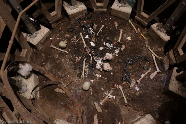 Bones at the bottom of the shot tower