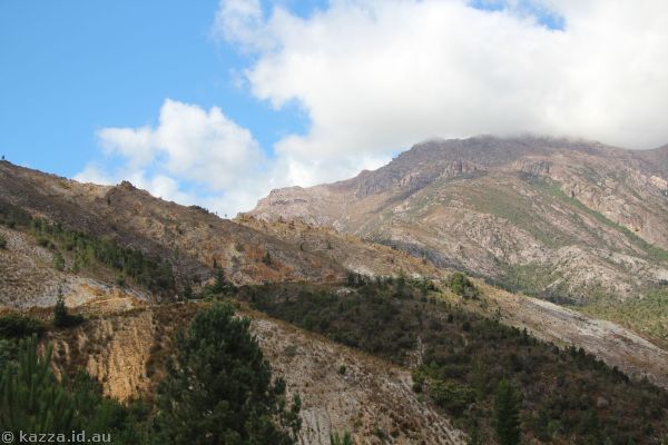 View up the Lyell Highway towards Mt Owen