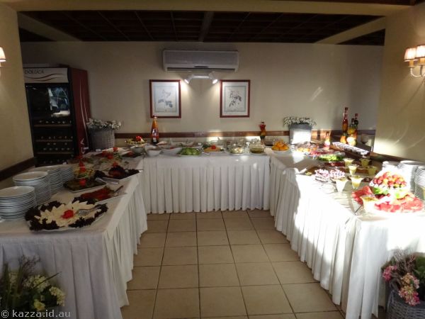 Breakfast buffet spread